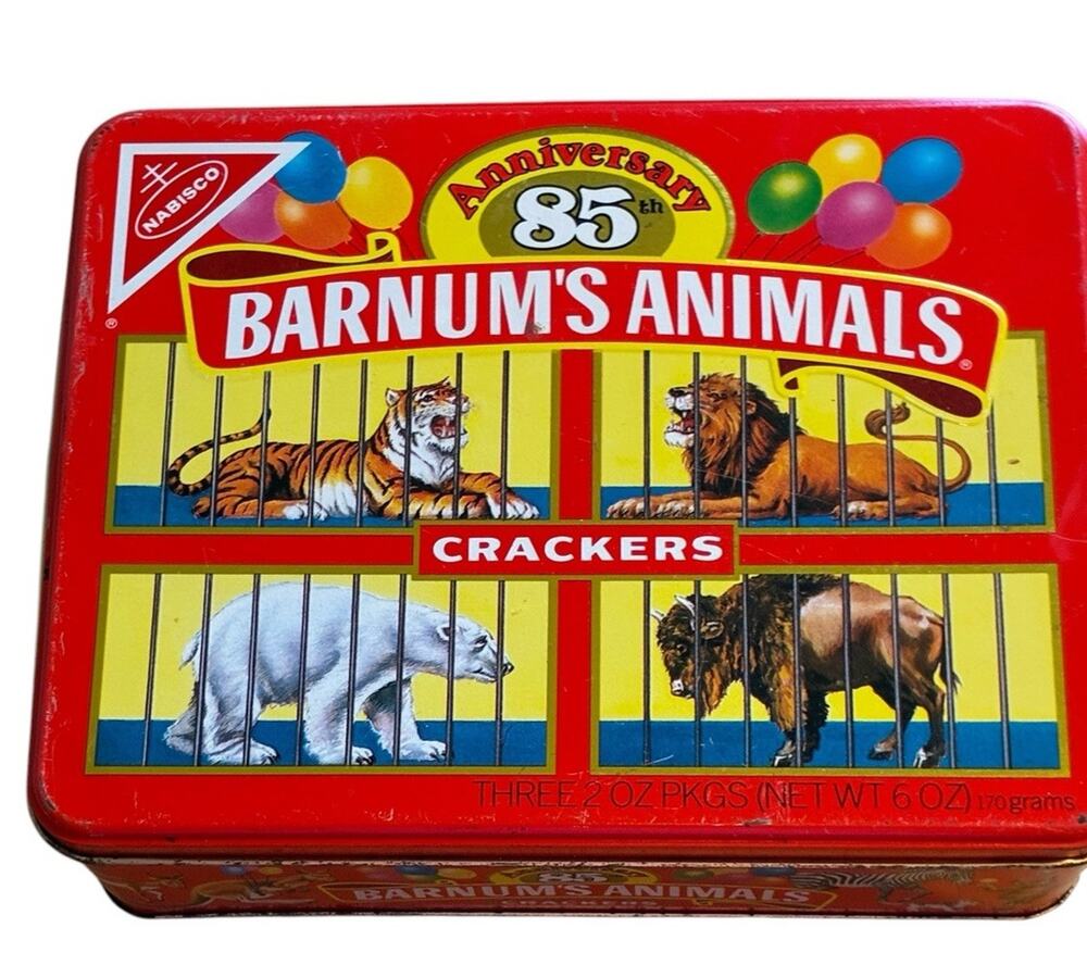 VTG 85th Anniversary Barnum's Animals Crackers Tin Circus Nabisco Ringling 1987
